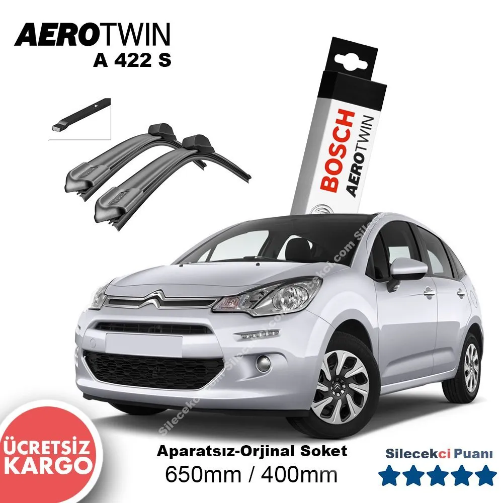 Citroen C3 Silecek Takımı (2010-2016) Bosch Aerotwin A422S