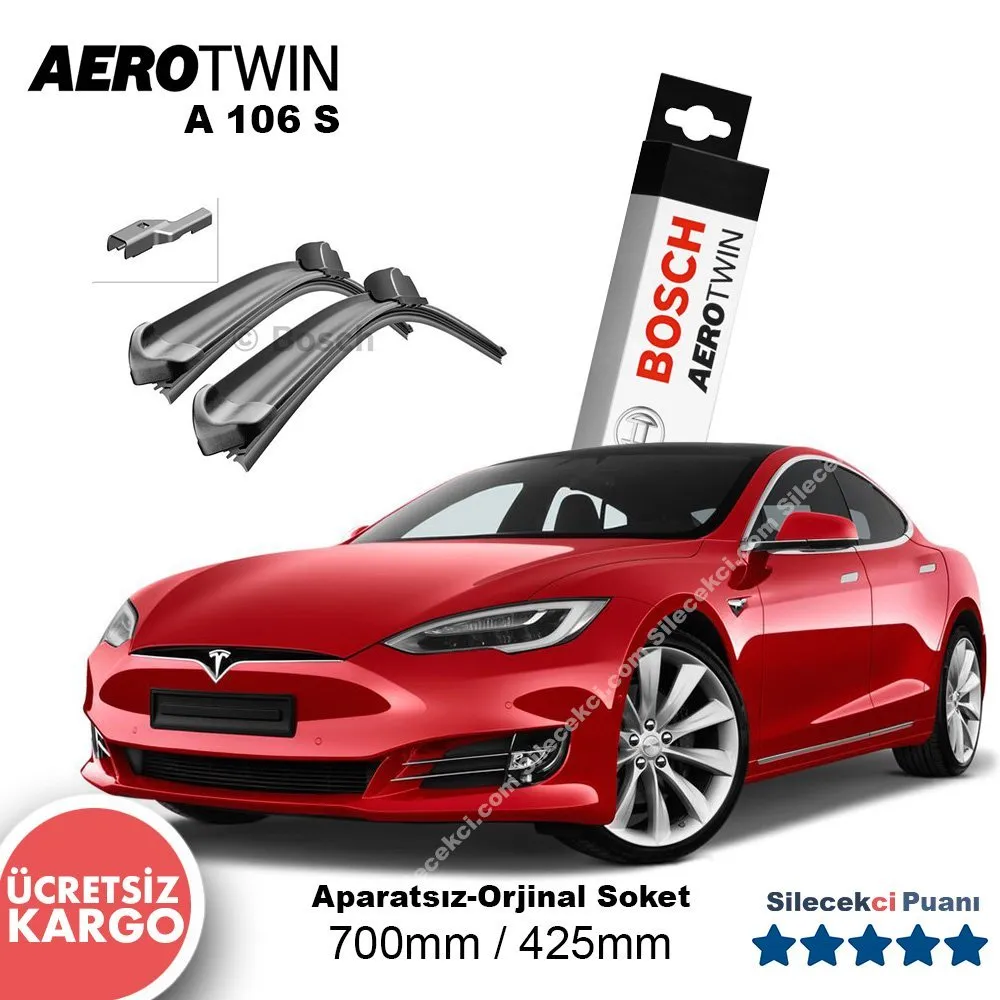 Tesla Model S Silecek Seti (2011-2020) Bosch Aerotwin A106S
