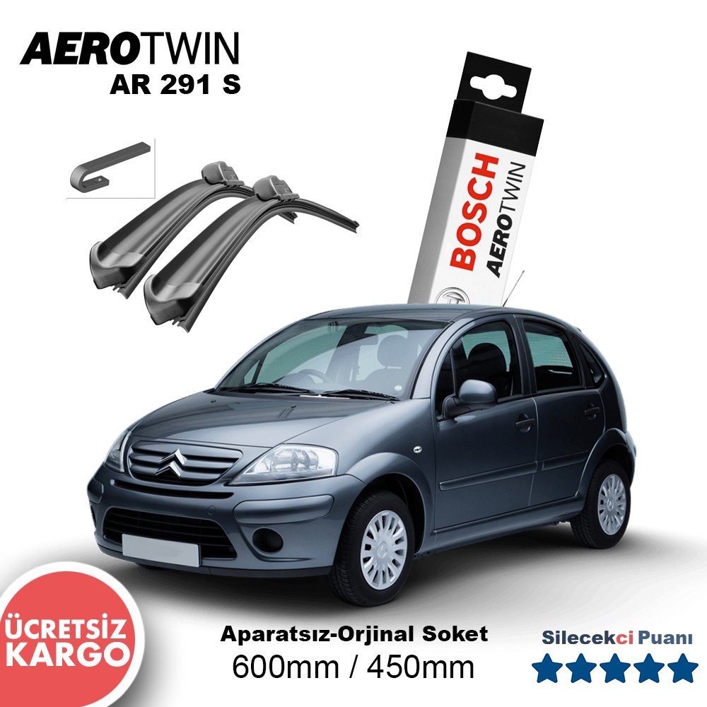 Citroen C3 Silecek Takımı (2002-2009) Bosch Aerotwin AR291S