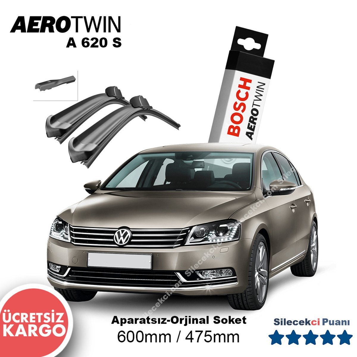 VW Passat B7 Silecek Takımı (2011-2014) Bosch Aerotwin A620S