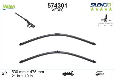 Valeo Silencio VF300 (574301) Ön Silecek Seti (530 / 475 mm)