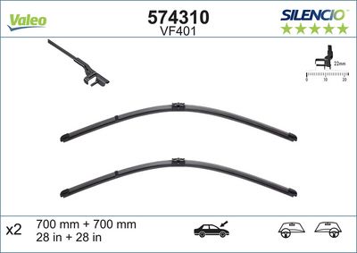 Valeo Silencio VF401 (574310) Ön Silecek Seti (700 / 700 mm)